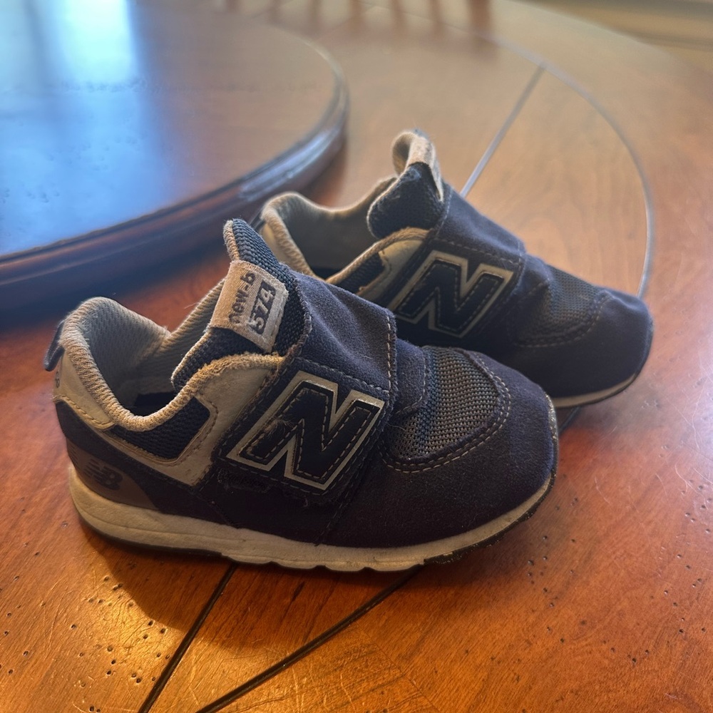 New Balance Navy 574 NEW-B Hook & Loop Toddler Sneakers